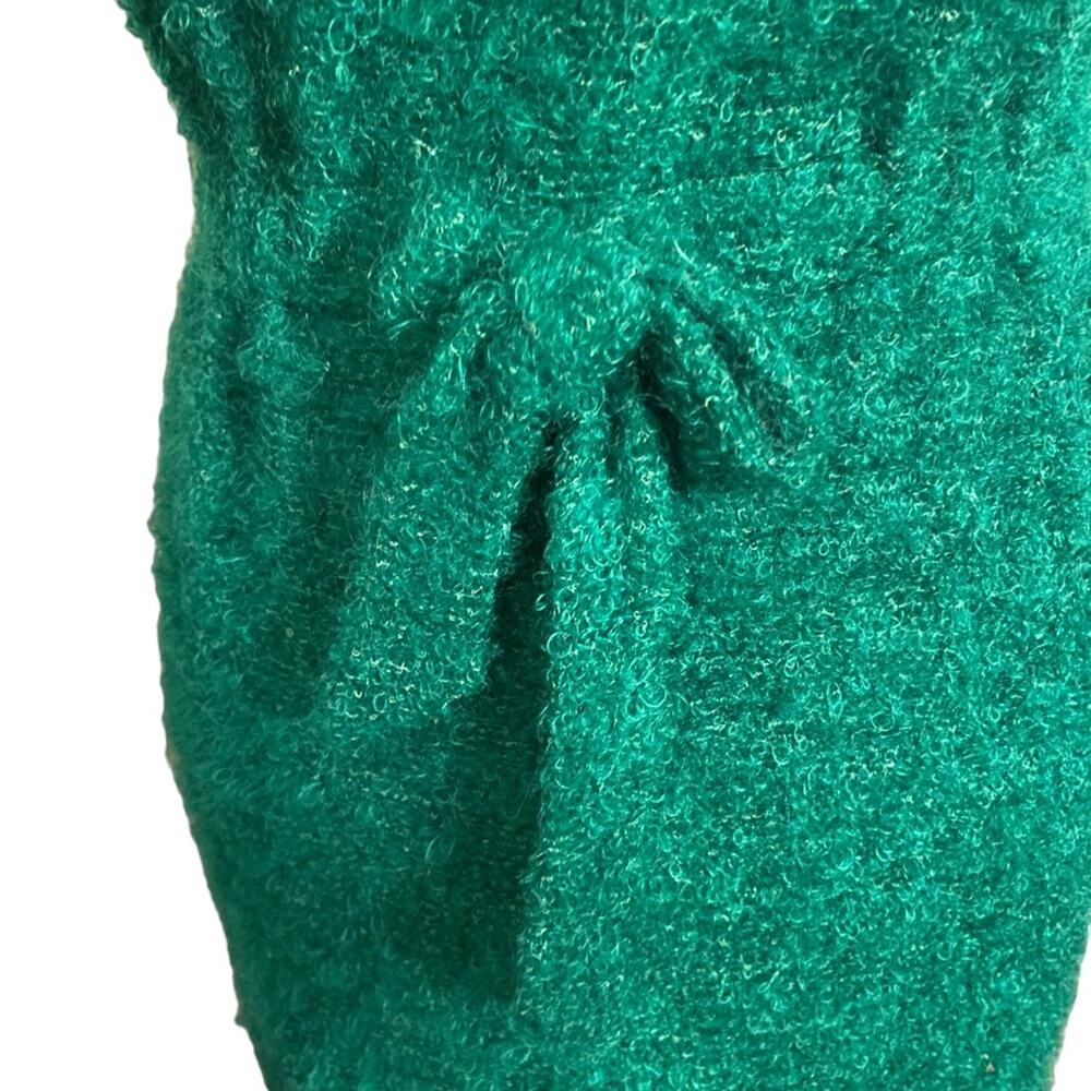 Vintage‎ 60s Merley Eyelash Shag Green Bow Front Midi Dress - Picture 3 of 7